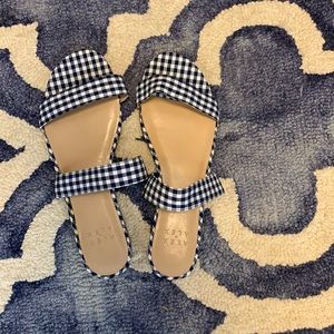 NWT navy gingham slides. Size 8.